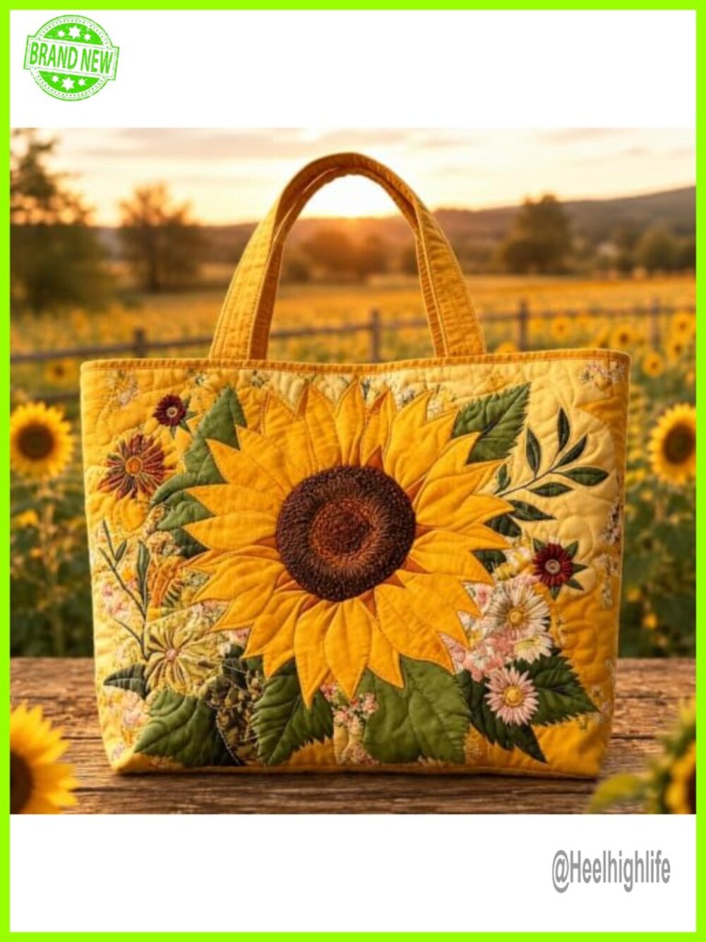 Quilted Tote Bag Vintage Boho Floral Shoulder Bag Large Capacity Cotton